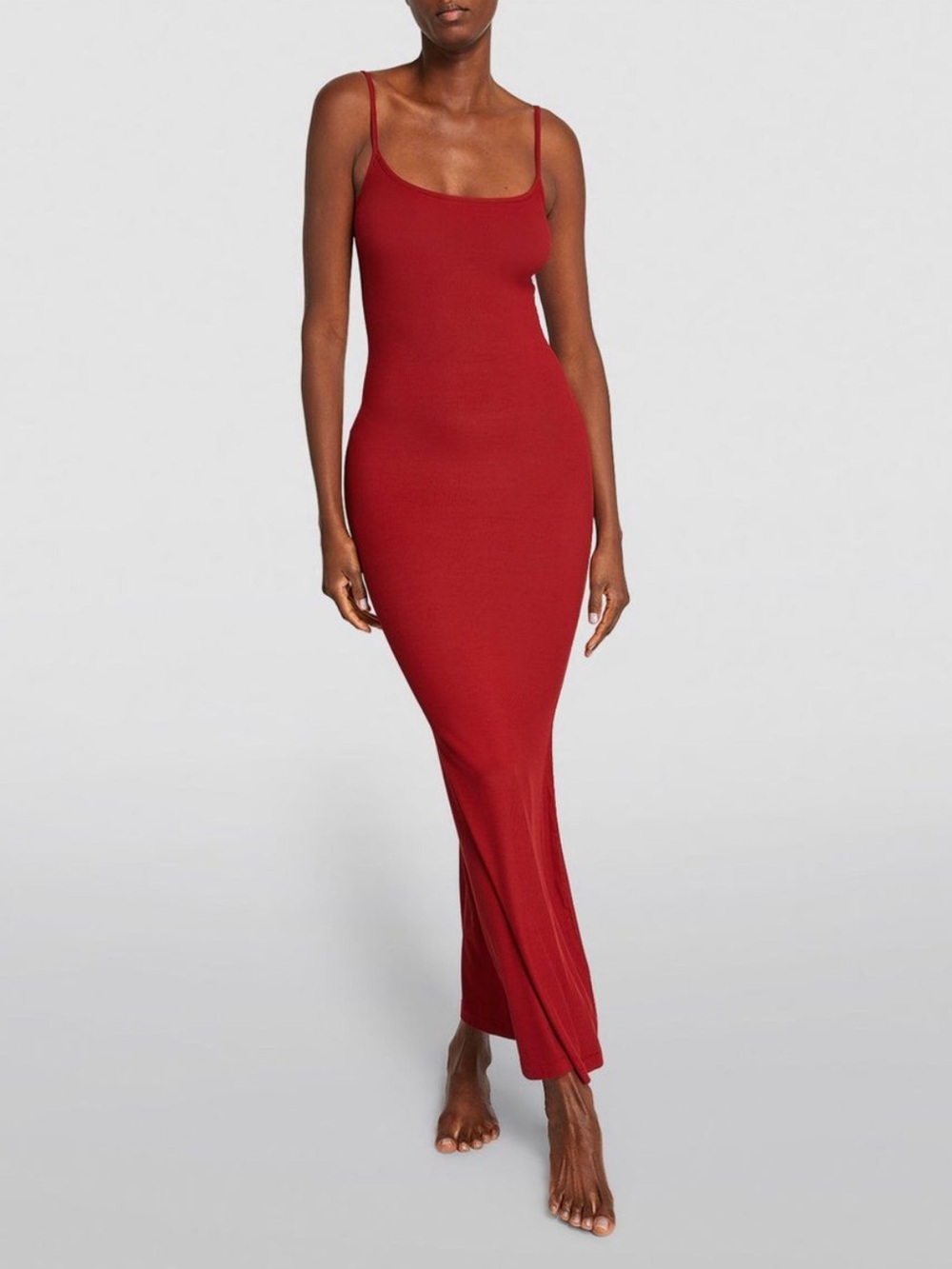 Skims Soft Lounge Ribbed Maxi Dress - Red Brick